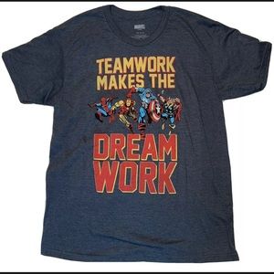 Marvel Avengers Teamwork Makes The Dream Work Men's T-Shirt Navy Heather SIZE:LG